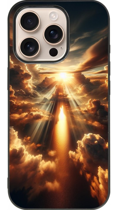 Coque iPhone 16 Pro - Silicone rigide noir Lueur Céleste Zenith