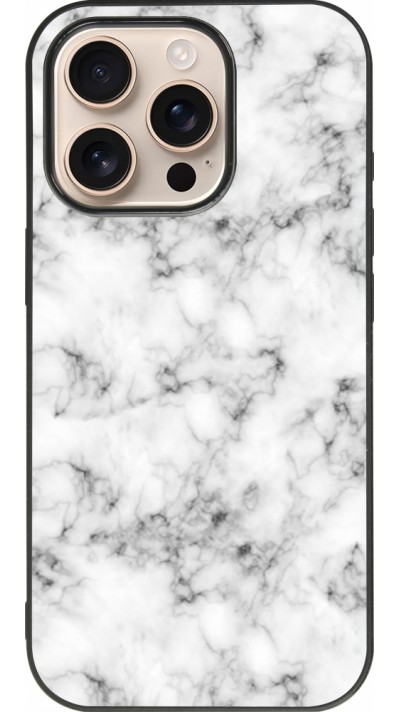 Coque iPhone 16 Pro - Silicone rigide noir Marble 01
