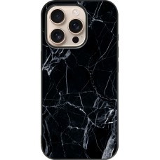 Coque iPhone 16 Pro - Silicone rigide noir Marble Black 01
