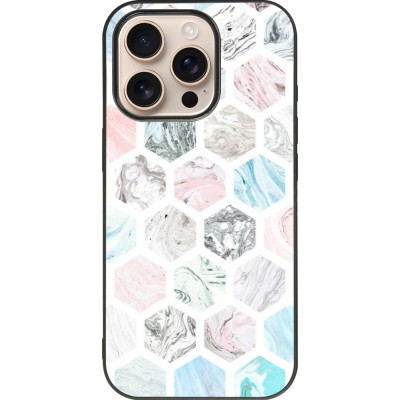 Coque iPhone 16 Pro - Silicone rigide noir Marble Everything