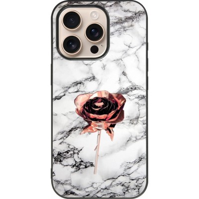 iPhone 16 Pro Case Hülle - Silikon schwarz Marble Rose Gold