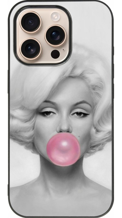 Coque iPhone 16 Pro - Silicone rigide noir Marilyn Bubble