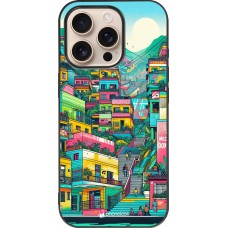 Coque iPhone 16 Pro - Silicone rigide noir Medellin Comuna 13 Art