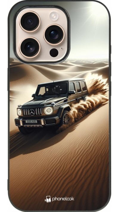 Coque iPhone 16 Pro - Silicone rigide noir Mercedes G Drift Desert