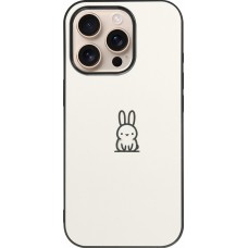 Coque iPhone 16 Pro - Silicone rigide noir Minimal bunny cutie