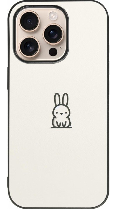 Coque iPhone 16 Pro - Silicone rigide noir Minimal bunny cutie