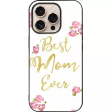 Coque iPhone 16 Pro - Silicone rigide noir Mom 2024 best Mom ever