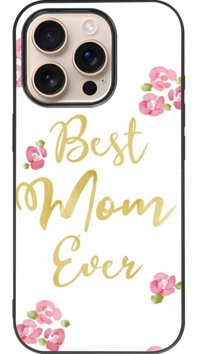 Coque iPhone 16 Pro - Silicone rigide noir Mom 2024 best Mom ever