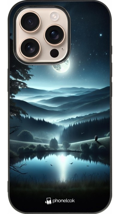 Coque iPhone 16 Pro - Silicone rigide noir Night Sky View