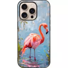 Coque iPhone 16 Pro - Silicone rigide noir Paint Flamingo
