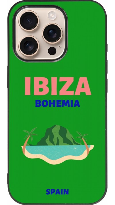 Coque iPhone 16 Pro - Silicone rigide noir Pop Summer Destination Ibiza