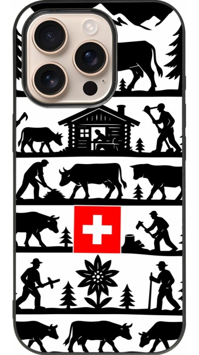Coque iPhone 16 Pro - Silicone rigide noir Poya Suisse 1