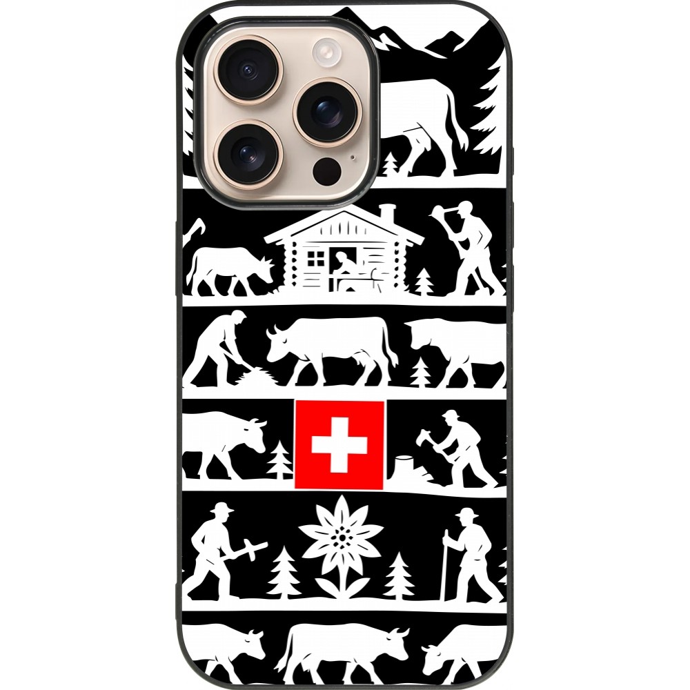 Coque iPhone 16 Pro - Silicone rigide noir Poya Suisse 1 noir