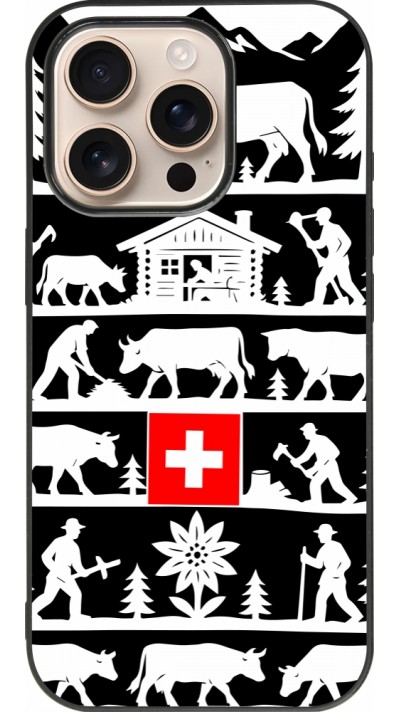 Coque iPhone 16 Pro - Silicone rigide noir Poya Suisse 1 noir