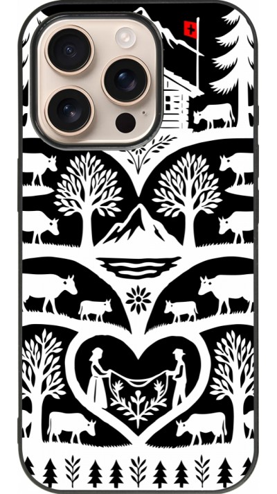 Coque iPhone 16 Pro - Silicone rigide noir Poya Suisse 2 noir