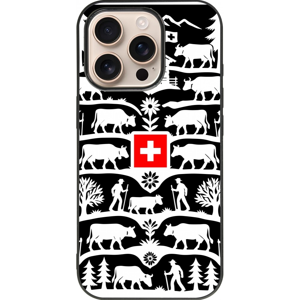Coque iPhone 16 Pro - Silicone rigide noir Poya Suisse 3 noir
