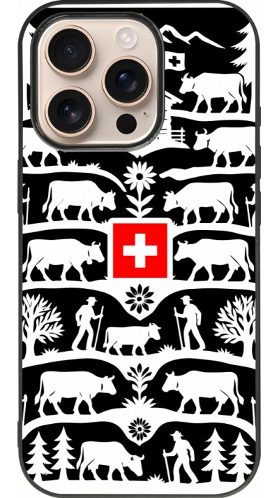 Coque iPhone 16 Pro - Silicone rigide noir Poya Suisse 3 noir