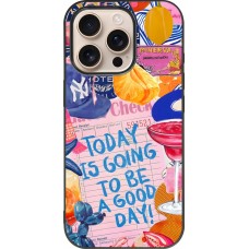 Coque iPhone 16 Pro - Silicone rigide noir Preppy Today is Going to be a good day