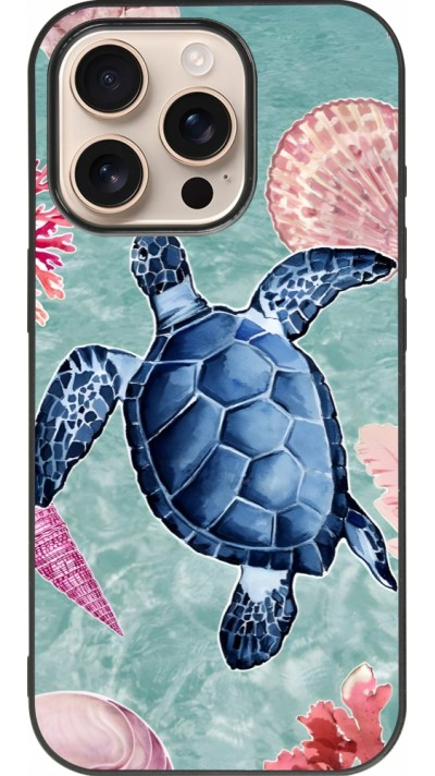 Coque iPhone 16 Pro - Silicone rigide noir Preppy Turtle