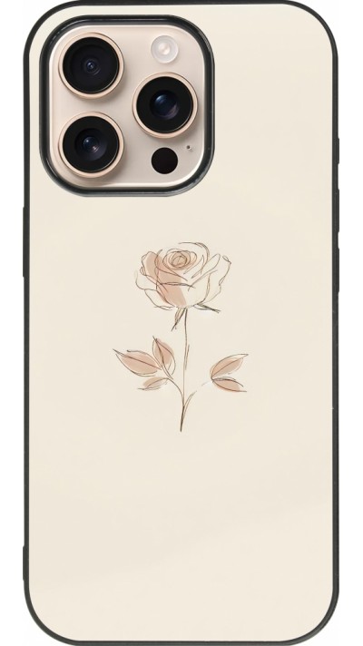 Coque iPhone 16 Pro - Silicone rigide noir Sable Rose Minimaliste