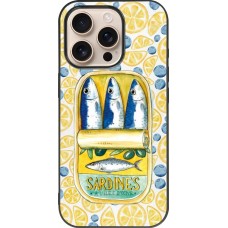Coque iPhone 16 Pro - Silicone rigide noir Sardines in oil 2026