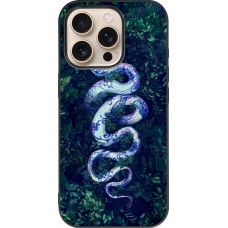 iPhone 16 Pro Case Hülle - Silikon schwarz Snake Blue Anaconda
