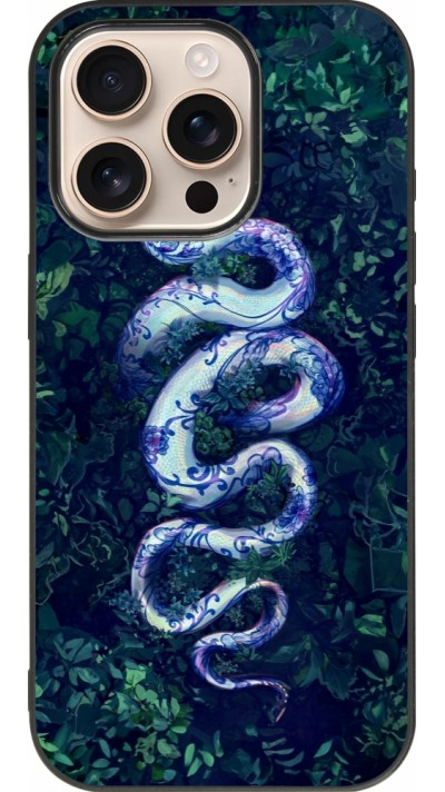 iPhone 16 Pro Case Hülle - Silikon schwarz Snake Blue Anaconda