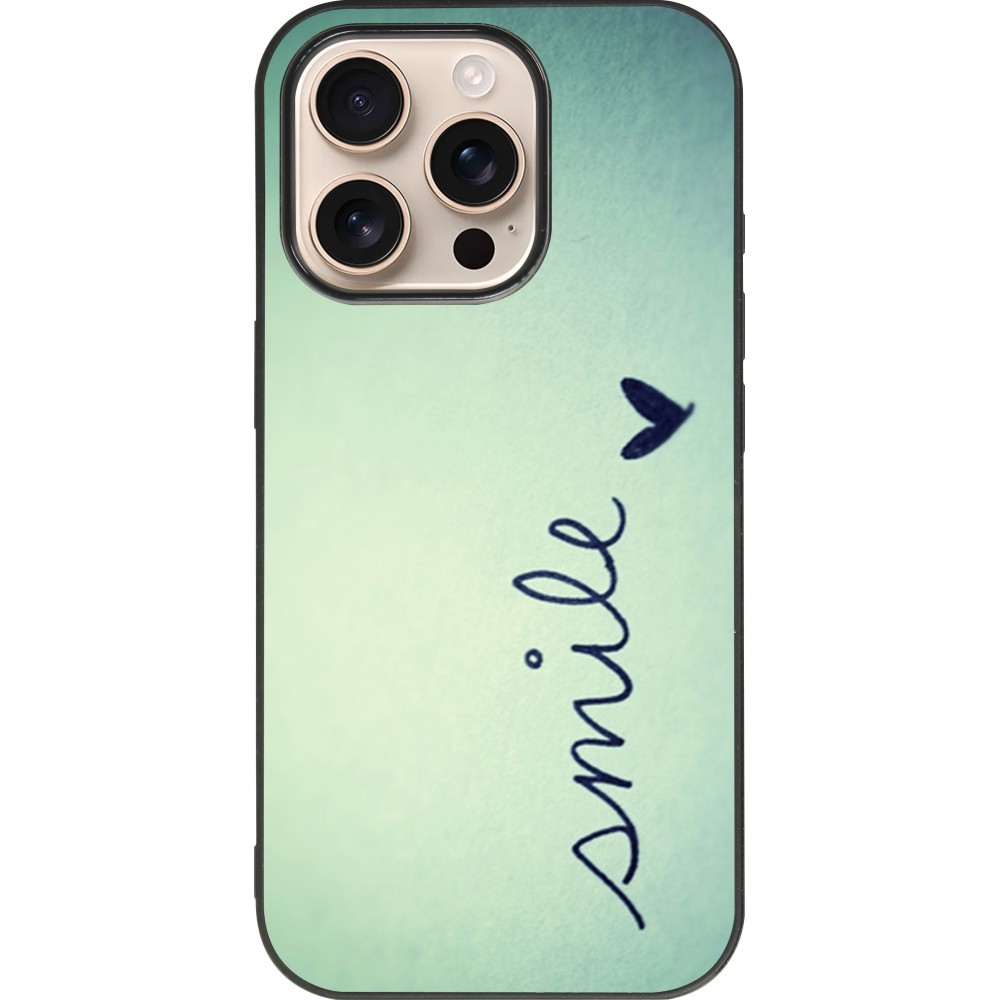 Coque iPhone 16 Pro - Silicone rigide noir Smile