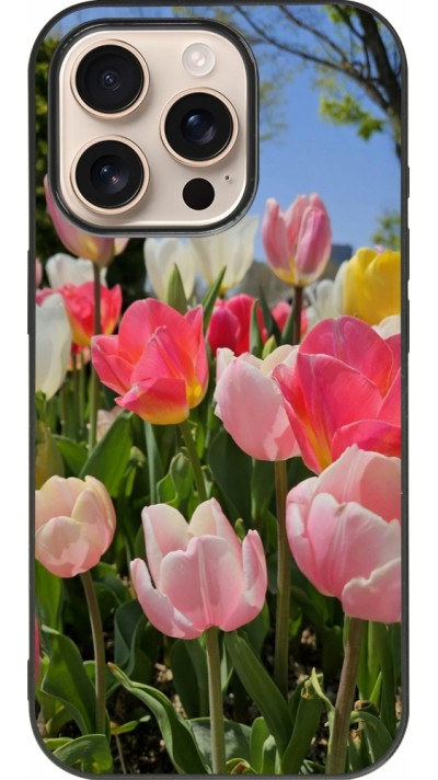 iPhone 16 Pro Case Hülle - Silikon schwarz Tulips Spring 2026