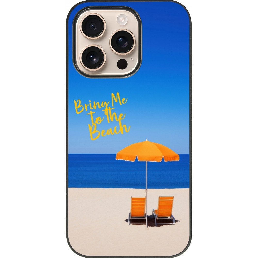 iPhone 16 Pro Case Hülle - Silikon schwarz Summer 2025 Bring me to the beach