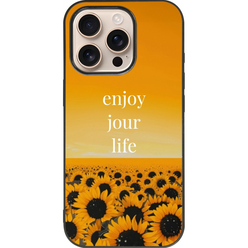 iPhone 16 Pro Case Hülle - Silikon schwarz Summer 2025 Enjoy your life