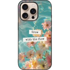 Coque iPhone 16 Pro - Silicone rigide noir Summer 2025 Grow with the flow