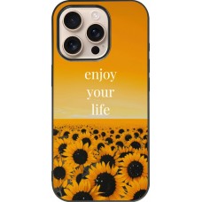 Coque iPhone 16 Pro - Silicone rigide noir Summer 2026 Enjoy your life