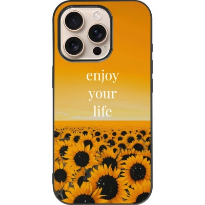 Coque iPhone 16 Pro - Silicone rigide noir Summer 2026 Enjoy your life