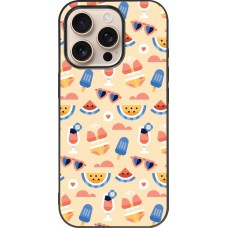iPhone 16 Pro Case Hülle - Silikon schwarz Pattern Summer 2026