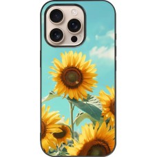 iPhone 16 Pro Case Hülle - Silikon schwarz Sunflowers Summer 2026