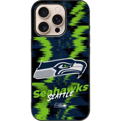 Coque iPhone 16 Pro - Silicone rigide noir Super Bowl 26 Seattle 2