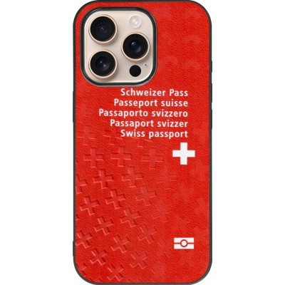 iPhone 16 Pro Case Hülle - Silikon schwarz Swiss Passport