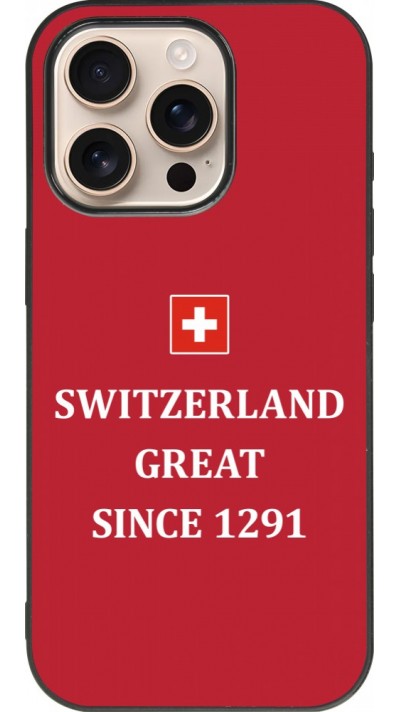 iPhone 16 Pro Case Hülle - Silikon schwarz Switzerland Great Since 1291
