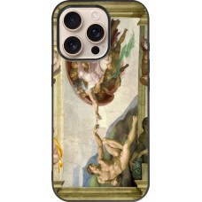 iPhone 16 Pro Case Hülle - Silikon schwarz Kunstbild - Die Erschaffung Adams - Michelangelo