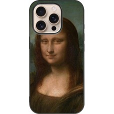 Coque iPhone 16 Pro - Silicone rigide noir Tableau art - La Joconde - Léonard de Vinci