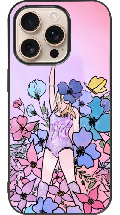 Coque iPhone 16 Pro - Silicone rigide noir Taylor Swift Sketch - Pink
