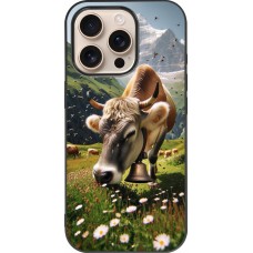 iPhone 16 Pro Case Hülle - Silikon schwarz Kuh Berg Wallis