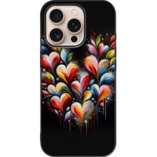 iPhone 16 Pro Case Hülle - Silikon schwarz Valentin 2024 Schwarzes Herz Abstrakt