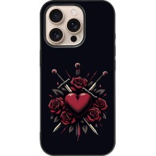 Coque iPhone 16 Pro - Silicone rigide noir Valentine 2024 gothic love