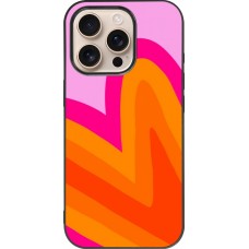 Coque iPhone 16 Pro - Silicone rigide noir Valentine 2024 heart gradient