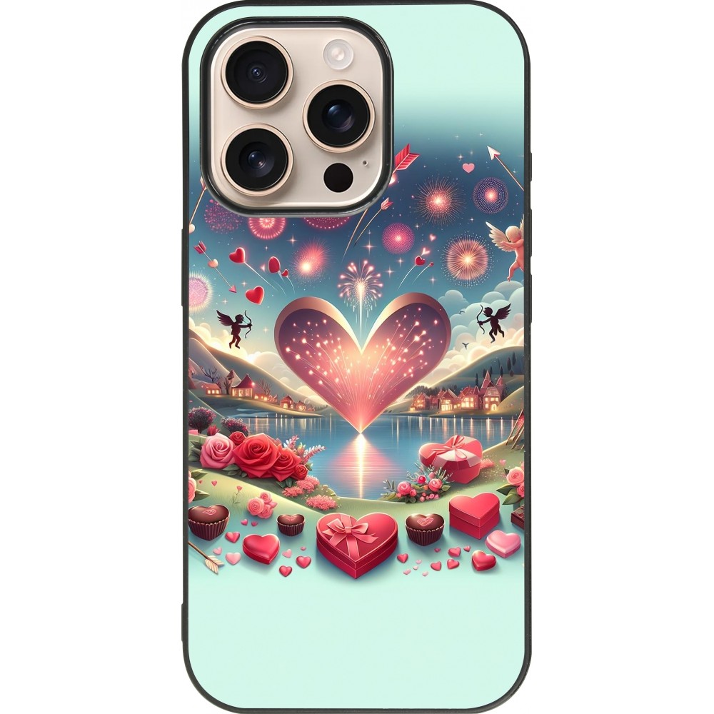 iPhone 16 Pro Case Hülle - Silikon schwarz Valentin 2025 Schick