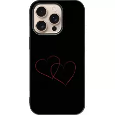 Coque iPhone 16 Pro - Silicone rigide noir Valentine 2023 attached heart