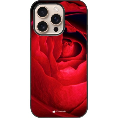 iPhone 16 Pro Case Hülle - Silikon schwarz Valentine 2022 Rose