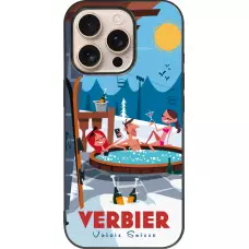 Coque iPhone 16 Pro - Silicone rigide noir Verbier Mountain Jacuzzi